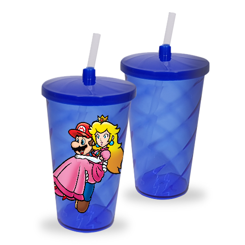 Copo Tornado com tampa e canudo | 540ml | Azul Neon